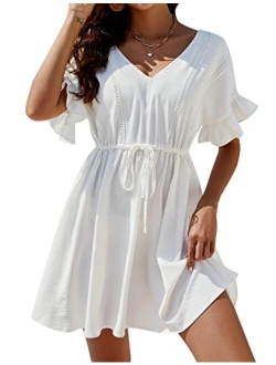 Women's Swimsuit Coverup Beach Bathing Suit Cover Ups Bikini Swim Cover Ups Babydoll Dress Flowy Swimwear