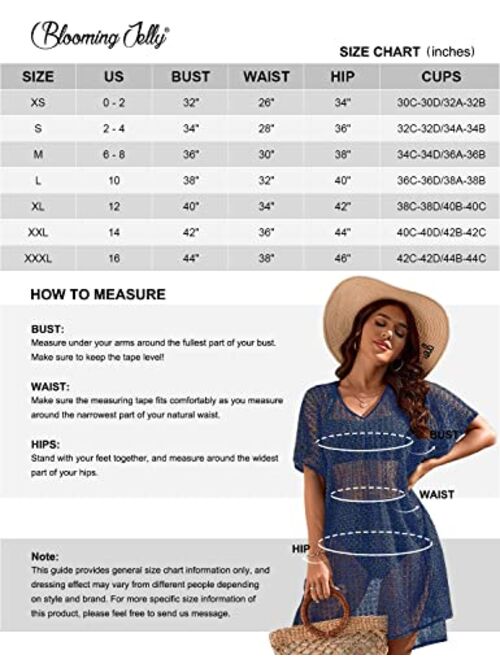 Blooming Jelly Women's Swimsuit Coverup Swim Crochet Cover Up Sexy Side Split Beach Dress Bathing Suit Cover Ups for Swimwear