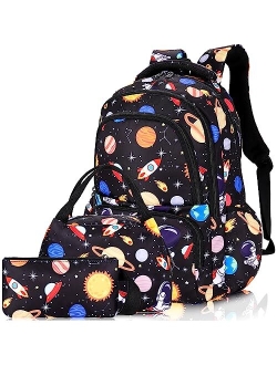 Unineovo Backpack for Girls, Girls Rainbow Clouds Backpack, Rainbow Schoolbag for Girls,Girls Lightweight School Bookbag with Lunch Box Pencil Case,Nylon Shoulder School 