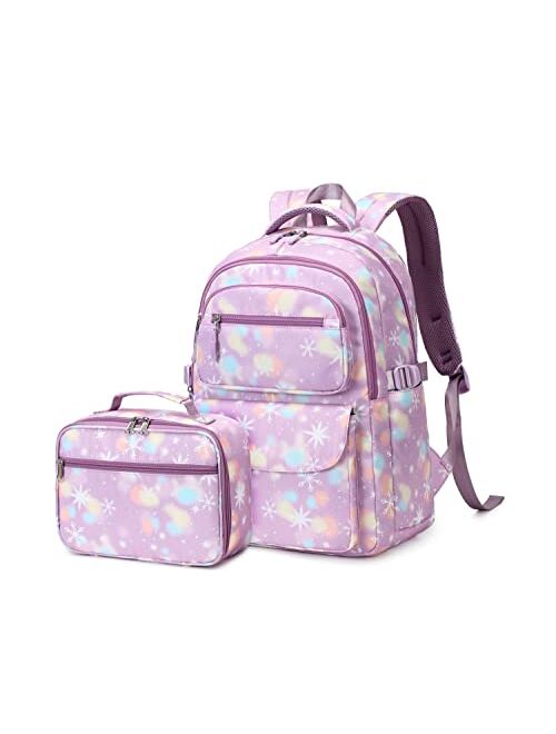 Bansusu Girls Backpack with Insulated Lunchbox Combo 3Pcs, School Bags Bookbags for Girls with Lunch Bag