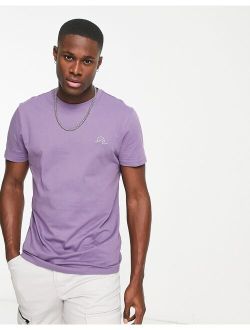 wave embroidered T-shirt in purple