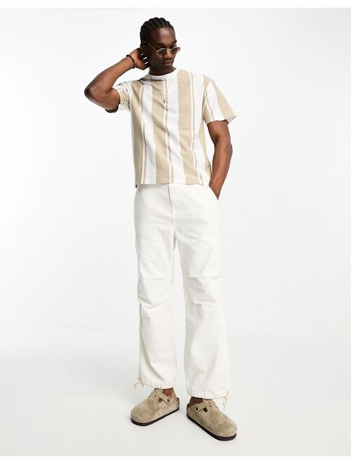 ADPT oversized t-shirt in white with beige stripe