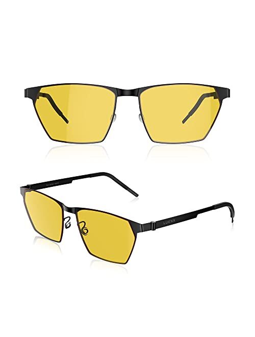 LUENX Aviator Sunglasses for Men, Trendy Retro Oversized Rectangular Frame UV400 Protection