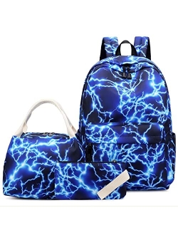 Joyfulife Starry Blue Kids Backpack for School Boys Girls Primary Backpack Lightning Bookbags Travel Laptop Backpack Daypacks