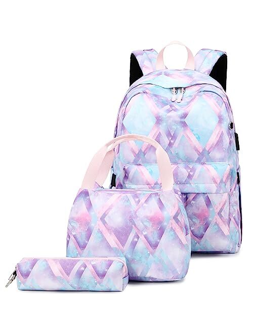 Joyfulife Starry Blue Kids Backpack for School Boys Girls Primary Backpack Lightning Bookbags Travel Laptop Backpack Daypacks