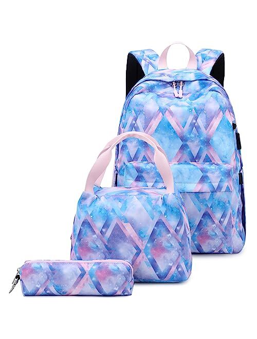 Joyfulife Starry Blue Kids Backpack for School Boys Girls Primary Backpack Lightning Bookbags Travel Laptop Backpack Daypacks