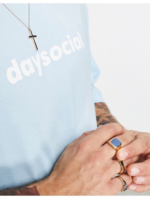 ASOS DESIGN ASOS Daysocial oversized t-shirt with front logo print in blue