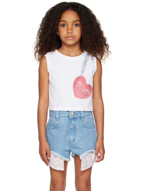 GCDS KIDS Kids White Graphic Tank Top