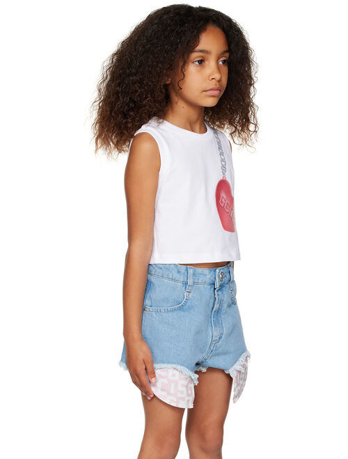 GCDS KIDS Kids White Graphic Tank Top