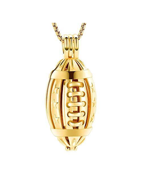 Oinsi American Football Cremation Locket Necklace For Ashes Of Loved Ones Stainless Steel Memorial Urn Jewelry Women Men Keepsake Fashion Necklace