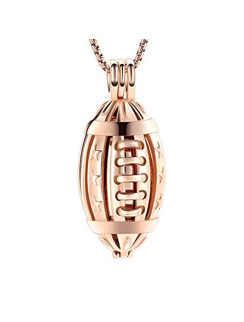 Oinsi American Football Cremation Locket Necklace For Ashes Of Loved Ones Stainless Steel Memorial Urn Jewelry Women Men Keepsake Fashion Necklace