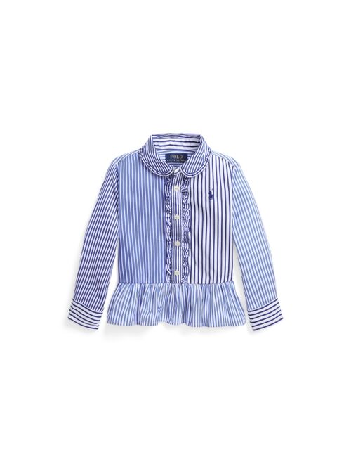 Polo Ralph Lauren Toddler and Little Girls Striped Cotton Peplum Fun Shirt