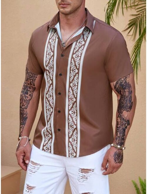 Shein Manfinity RSRT Men Plus Scroll Print Shirt