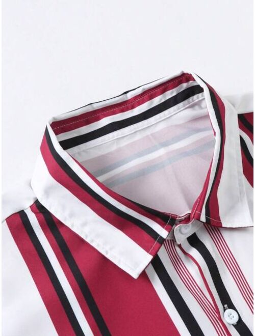 Manfinity Homme Men Plus Striped Print Shirt