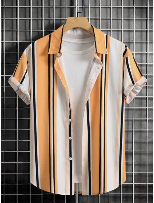 Manfinity Homme Men Plus Striped Print Shirt