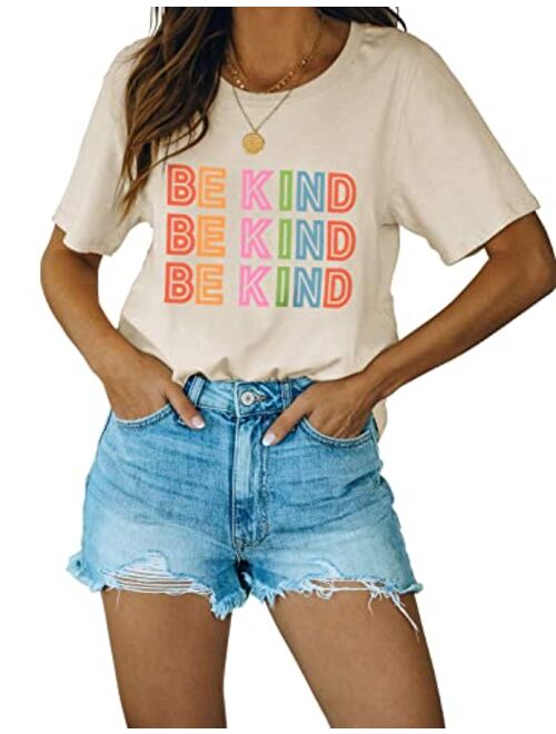 Blooming Jelly Women's Be Kind Shirt Short Sleeve Graphic Tees Loose Fit Tshirts Cute Casual Summer Tops Teacher Shirts