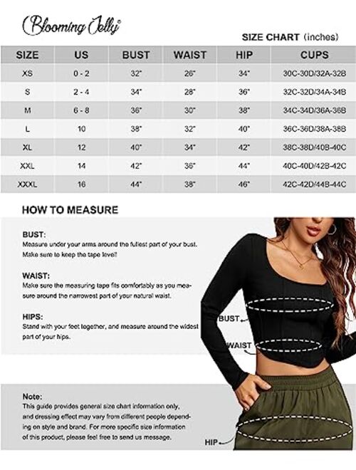 Blooming Jelly Womens Long Sleeve Crop Tops Going Out Y2K Tee Causal Scoop Neck Ribbed Tshirts