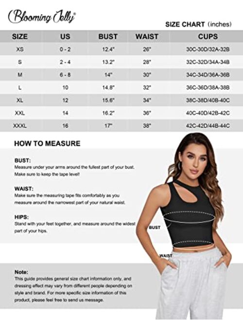 Blooming Jelly Womens Ribbed Cropped Tank Tops Sexy Casual High Neck Cut Out Y2k Sleeveless Tops Summer Clothes