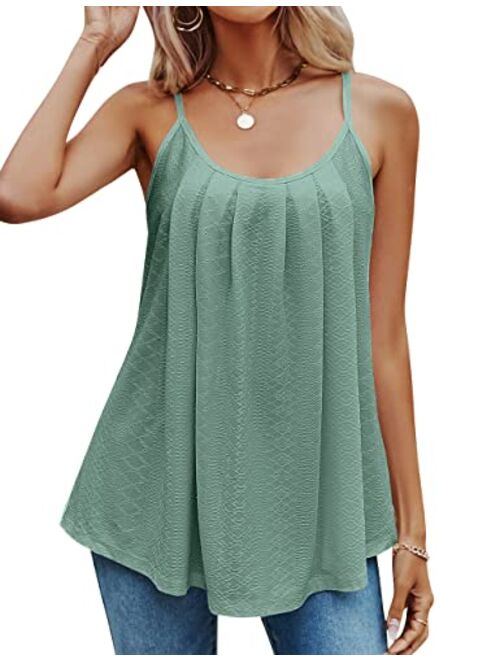 Blooming Jelly Womens Spaghetti Strap Tank Tops Loose Fit Flowy Cute Tunic Tanks Summer 2023 Trendy Ladies Sleeveless Blouse