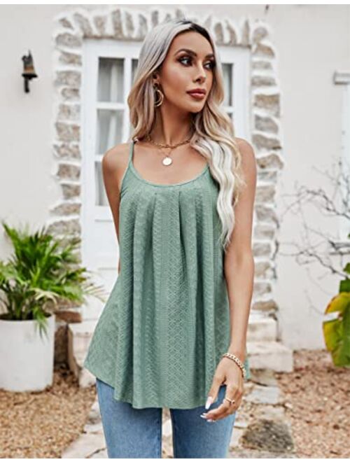 Blooming Jelly Womens Spaghetti Strap Tank Tops Loose Fit Flowy Cute Tunic Tanks Summer 2023 Trendy Ladies Sleeveless Blouse