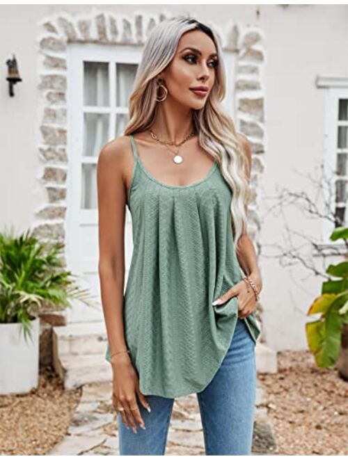 Blooming Jelly Womens Spaghetti Strap Tank Tops Loose Fit Flowy Cute Tunic Tanks Summer 2023 Trendy Ladies Sleeveless Blouse