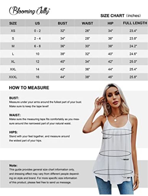 Blooming Jelly Womens Spaghetti Strap Tank Tops Loose Fit Flowy Cute Tunic Tanks Summer 2023 Trendy Ladies Sleeveless Blouse