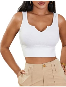 Womens Sexy Sleeveless Crop Tank Tops Summer Going Out Top Square Neck Ribbed Racerback Tee Shirts