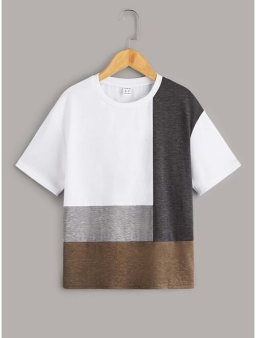 SHEIN Kids EVRYDAY Boys Color Block Tee