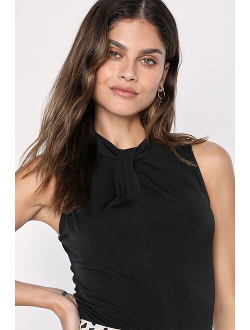 Lulus Chic Requirements Black Sleeveless Knot-Front Tank Top