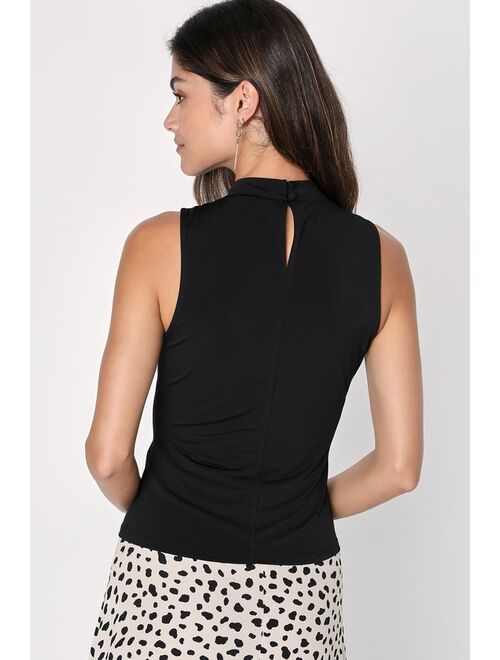 Lulus Chic Requirements Black Sleeveless Knot-Front Tank Top