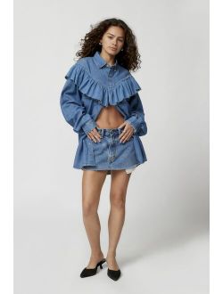 Remade Ruffle Denim Long Sleeve Shirt