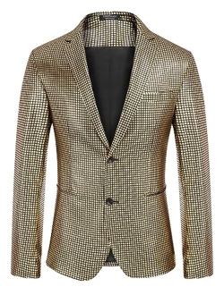 Mens Sequin Suit Jacket Shiny Disco Glitter Blazer 80s Costumes Prom Party Tuxedo