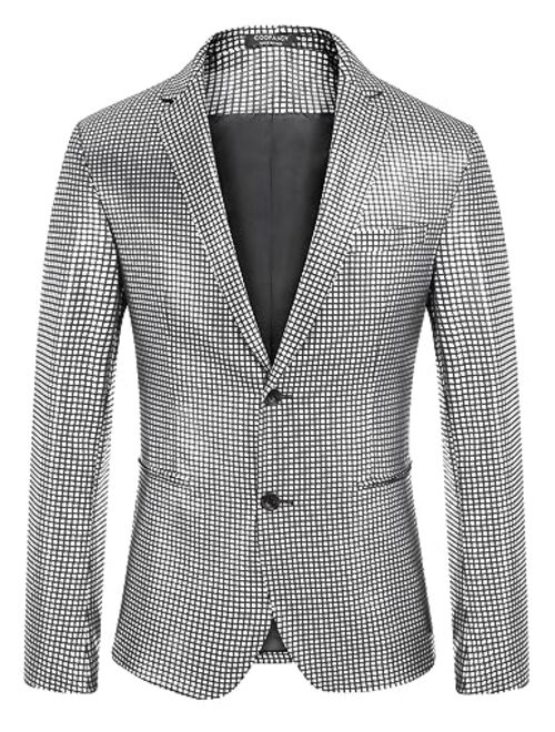 COOFANDY Mens Sequin Suit Jacket Shiny Disco Glitter Blazer 80s Costumes Prom Party Tuxedo