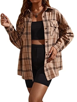 Women's Plaid Shirts Oversized Flannels Shacket Jacket