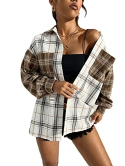 Women's Plaid Shirts Oversized Flannels Shacket Jacket