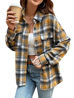 Women's Plaid Shirts Oversized Flannels Shacket Jacket