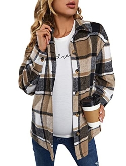 Women's Plaid Shirts Oversized Flannels Shacket Jacket