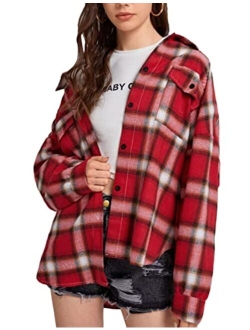 Zontroldy Womens Flannel Shirt Plaid Buffalo Long Sleeve Button Down Oversized Flannels Shirts Blouse Tops