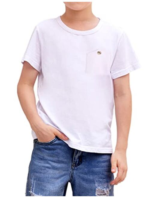 Arshiner Boys Cotton Hipster Crewneck T-Shirt Solid Color Pullover Tee for Kids Tops