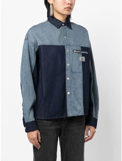 izzue panelled denim shirt