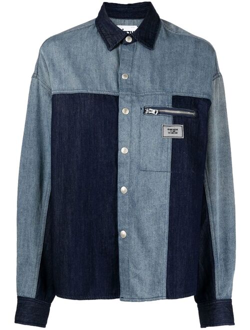 izzue panelled denim shirt