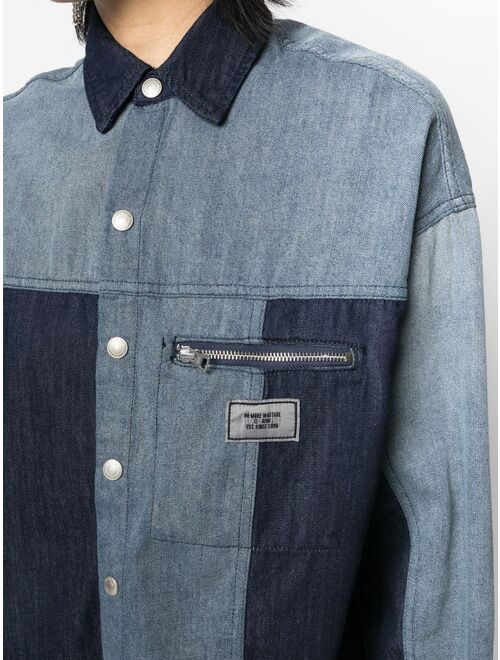 izzue panelled denim shirt