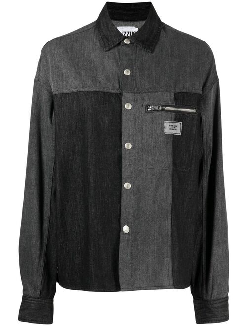 izzue panelled denim shirt