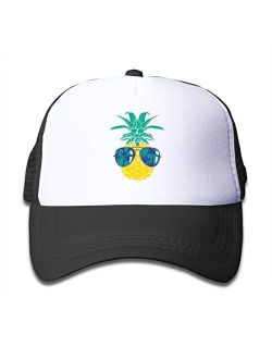 Waldeal Funny Pineapple with Glasses Trucker Mesh Hat, Adjustable Baseball Cap for Big Boy Girl