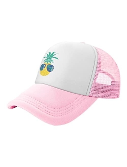 Waldeal Funny Pineapple with Glasses Trucker Mesh Hat, Adjustable Baseball Cap for Big Boy Girl