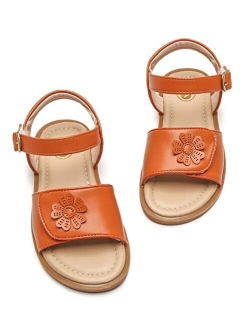 Girls Glitter Sandals Open Toe Cute Flower Soft Princess Flats Dress Sandals Summer Shoes for Toddler Little Kid Big Kid