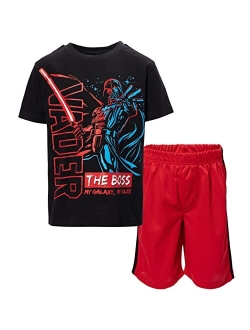 Darth Vader Stormtrooper Millenium Falcon Mesh Graphic T-Shirt and Shorts Outfit Set Little Kid to Big Kid