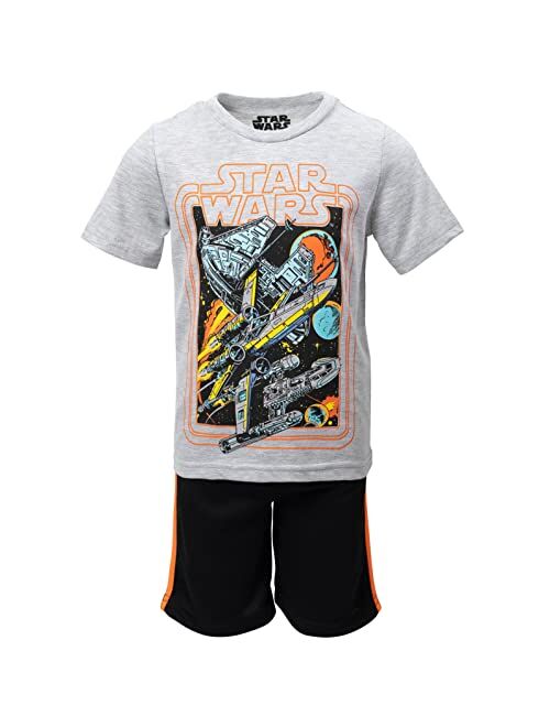 STAR WARS Darth Vader Stormtrooper Millenium Falcon Mesh Graphic T-Shirt and Shorts Outfit Set Little Kid to Big Kid