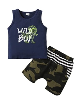 OLLUISNEO Toddler Boys Girl Clothes Dinosaur Flowers Print Short Sets Cute Baby Little Kid Summer Outfits 2t 3t 4t 5t 6t