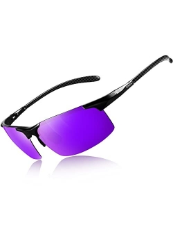 BIRCEN Mens Polarized Carbon Fiber Sunglasses UV Protection Sports Fishing Driving Sunglasses for Men Al-Mg Frame